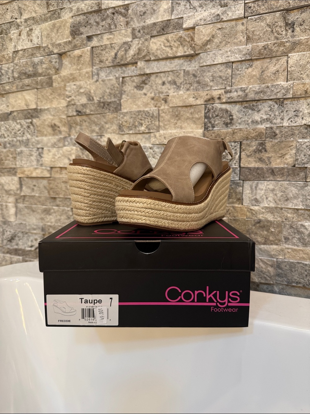 Corkys Taupe Espadrille Platform Wedges